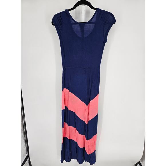 rue21 Women's Blue Pink Short Sleeve Round Neck Rayon Long Maxi Dress Size M - Picture 4 of 4
